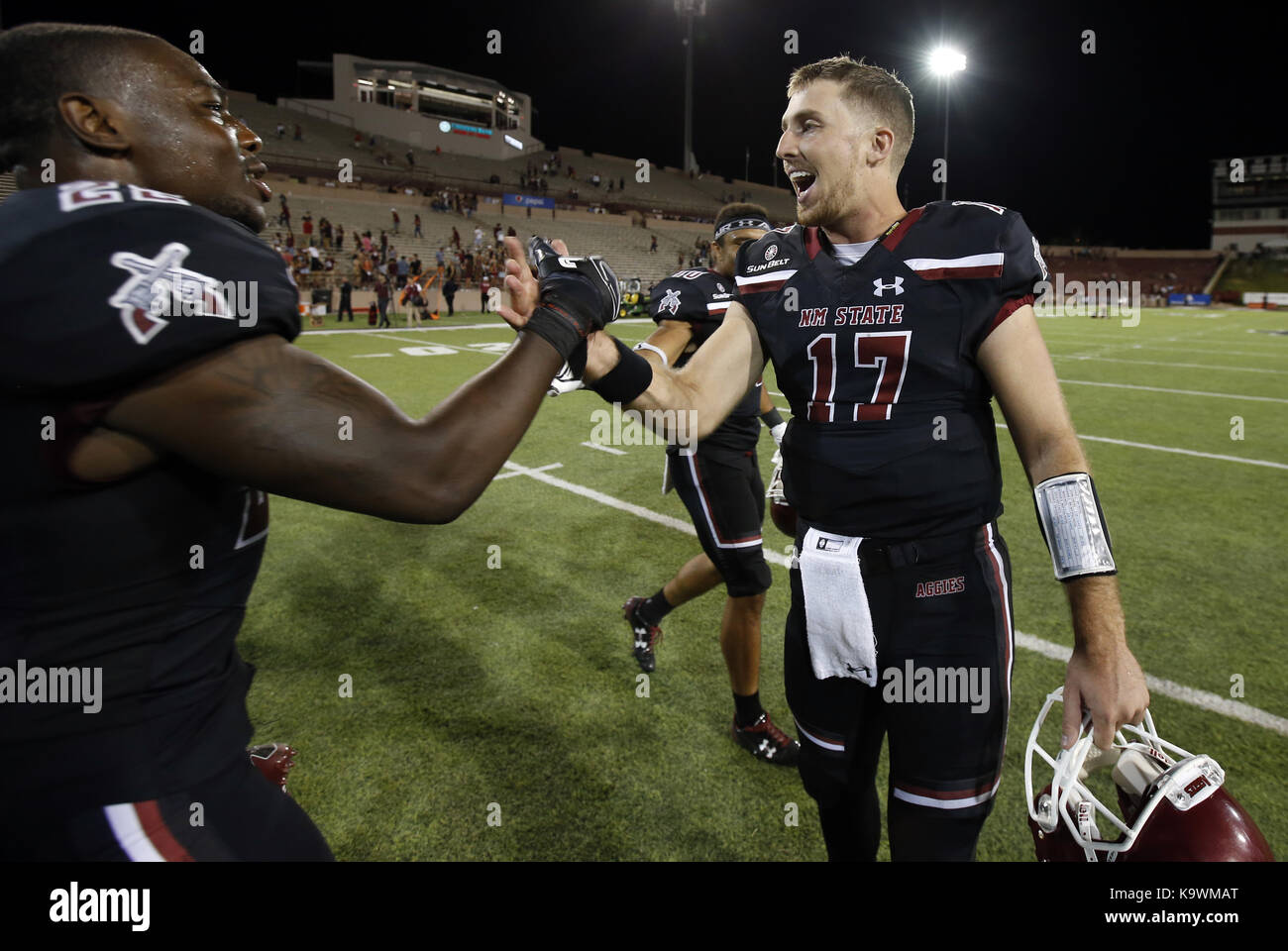 Las Cruces, NM, USA. 23rd Sep, 2017. New Mexico State quarterback Tyler