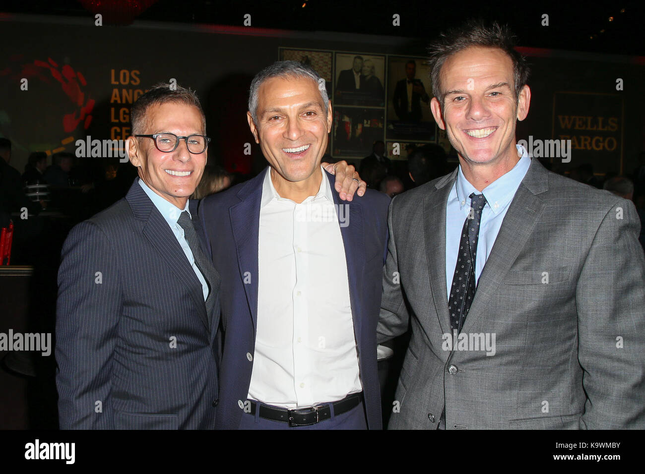 Beverly Hills, Ca. 23rd Sep, 2017. Michael Lombardo, Ariel Emanuel, Peter Berg at the Los Angeles LGBT Center's 48th Anniversary Gala Vanguard Awards Show at the Beverly Hilton In California on September 23, 2017. Credit: Faye S/Media Punch/Alamy Live News Stock Photo