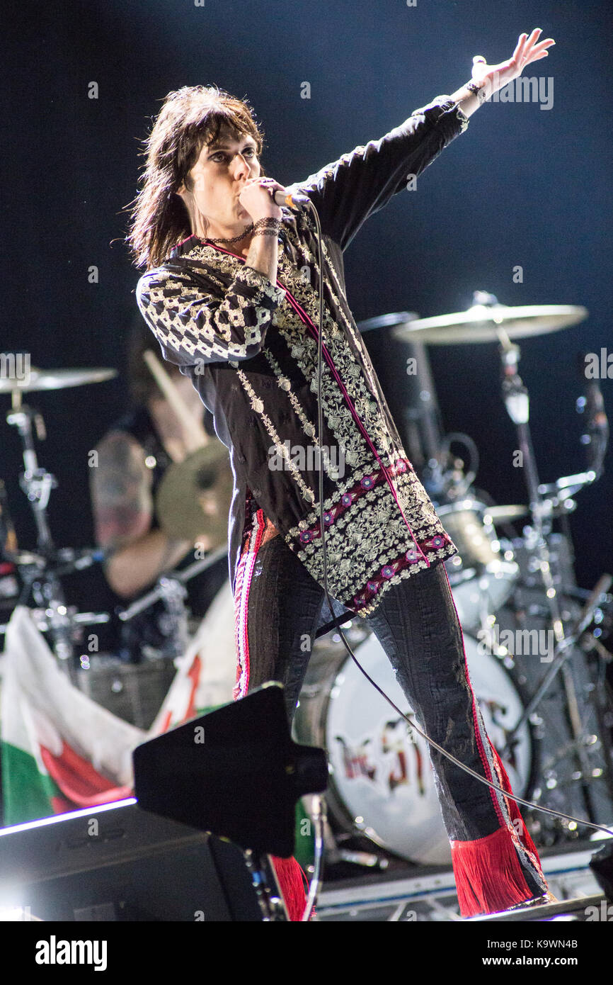 Lucca Italy. 23th September 2017. The English rock band THE STRUTS performs  live on stage at Mura Storiche during the "Lucca Summer Festival 2017"  opening the show of Rolling Stones. Credit: Rodolfo