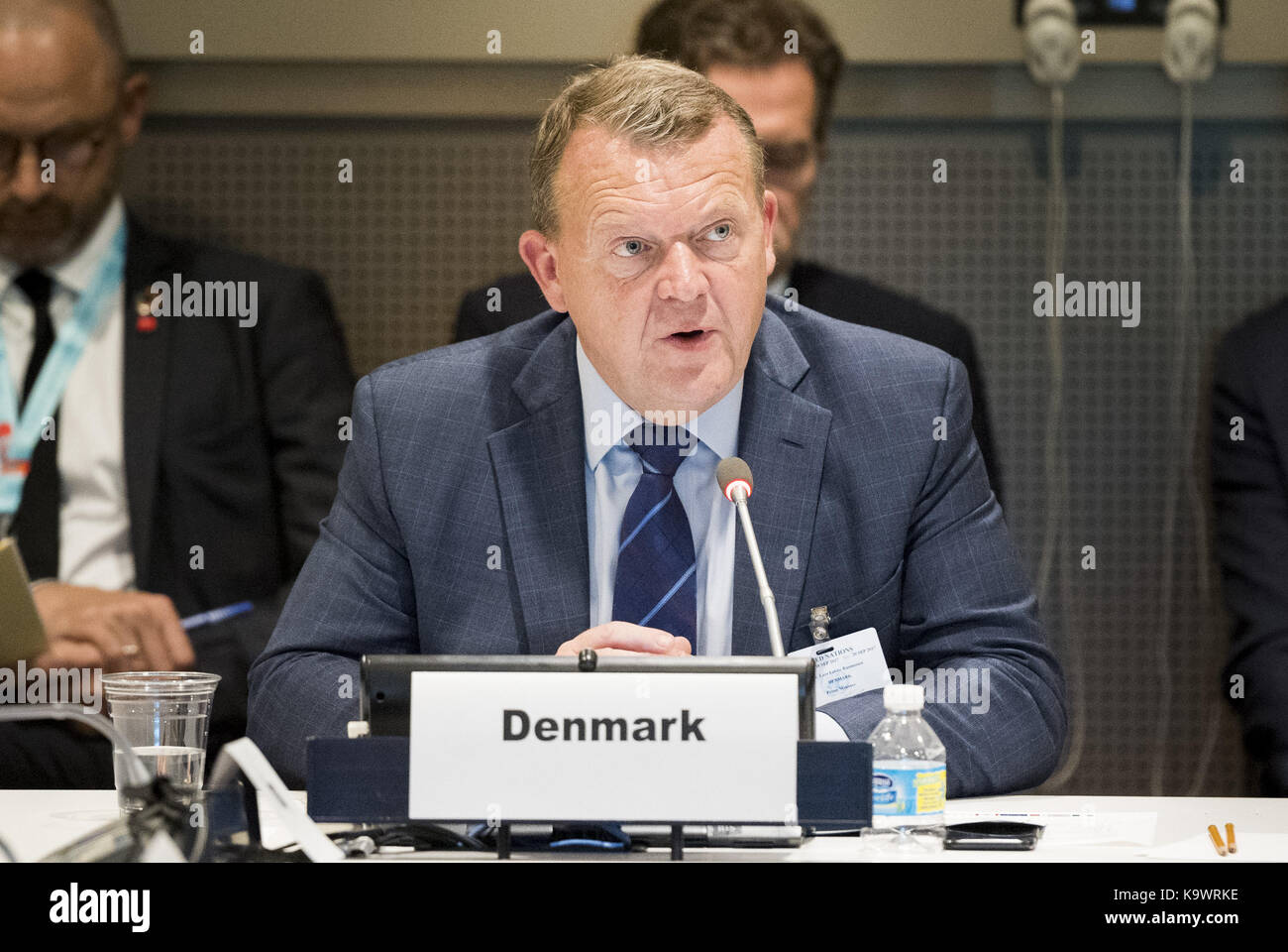 New York, NY, USA. 18th Sep, 2017. LARS LOKKE RASMUSSEN, Prime Minister of Denmark, at the United Nations in New York City, NY on September 18, 2017. Credit: Michael Brochstein/ZUMA Wire/Alamy Live News Stock Photo