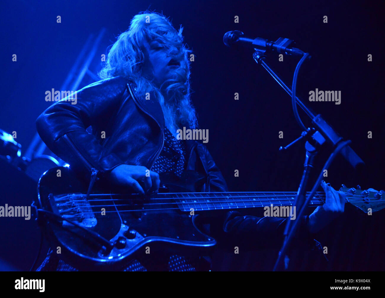 Minneapolis, Minnesota, USA. 23rd Sep, 2017. Bassist Caroline Doyle of the band White Lung performs at the Skyway Theatre in Minneapolis, Minnesota. Ricky Bassman/CSM/Alamy Live News Stock Photo