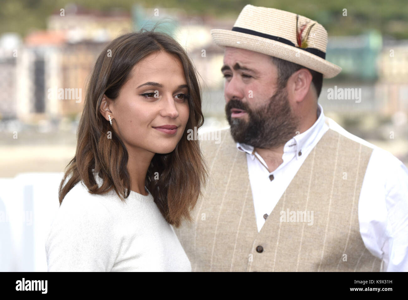Alicia Vikander and Celyn Jones at the 'Submergence' photocall during