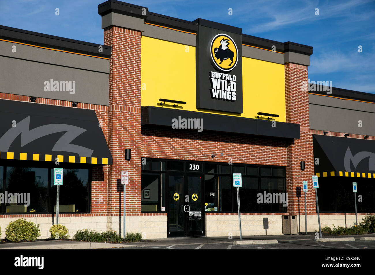 A logo sign of a Buffalo Wild Wings location in Hagerstown, Maryland on September 23, 2017 Stock Photo Alamy