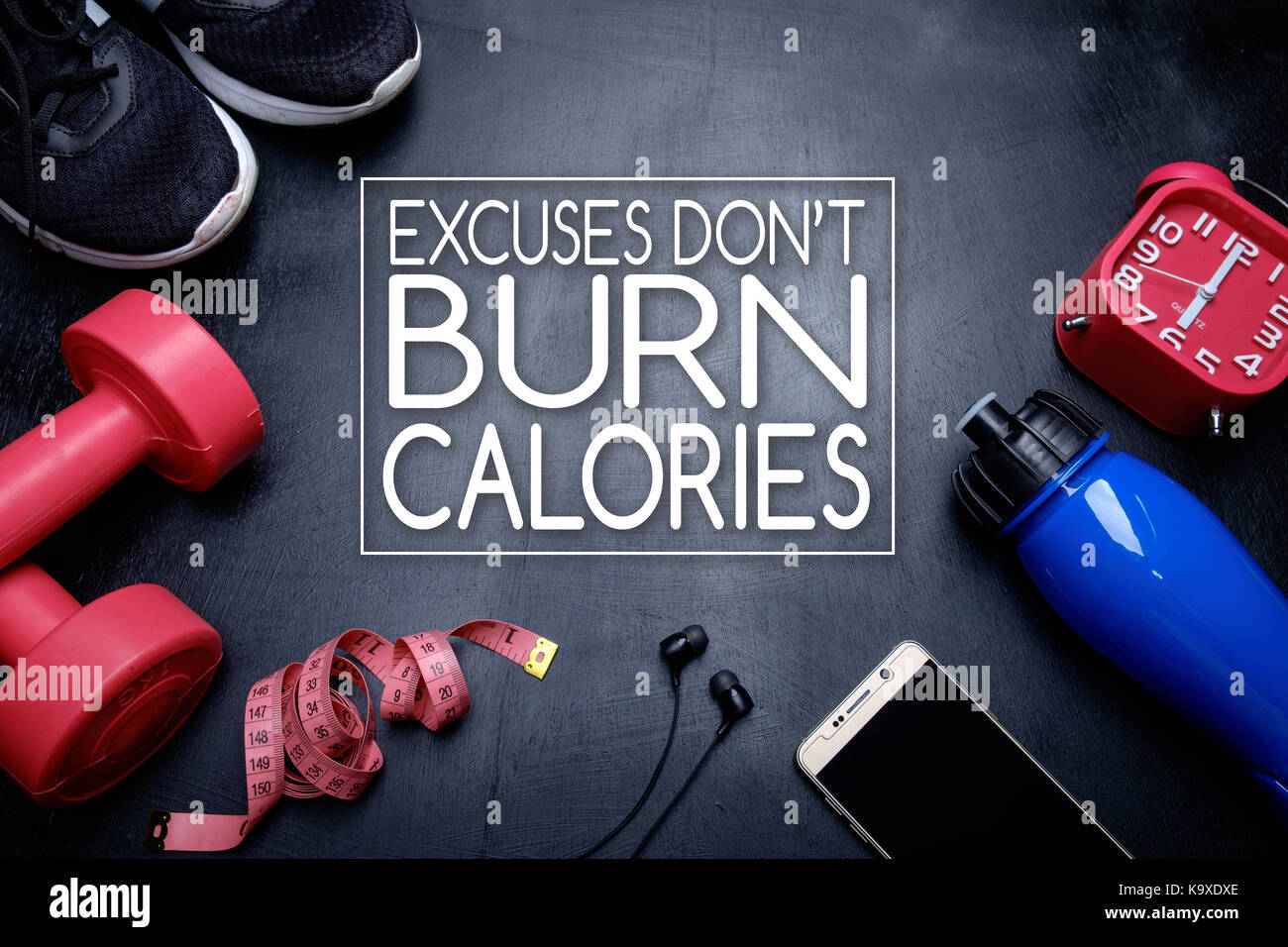 Excuses Don't Burn Calories. Fitness motivational quotes. Stock Photo