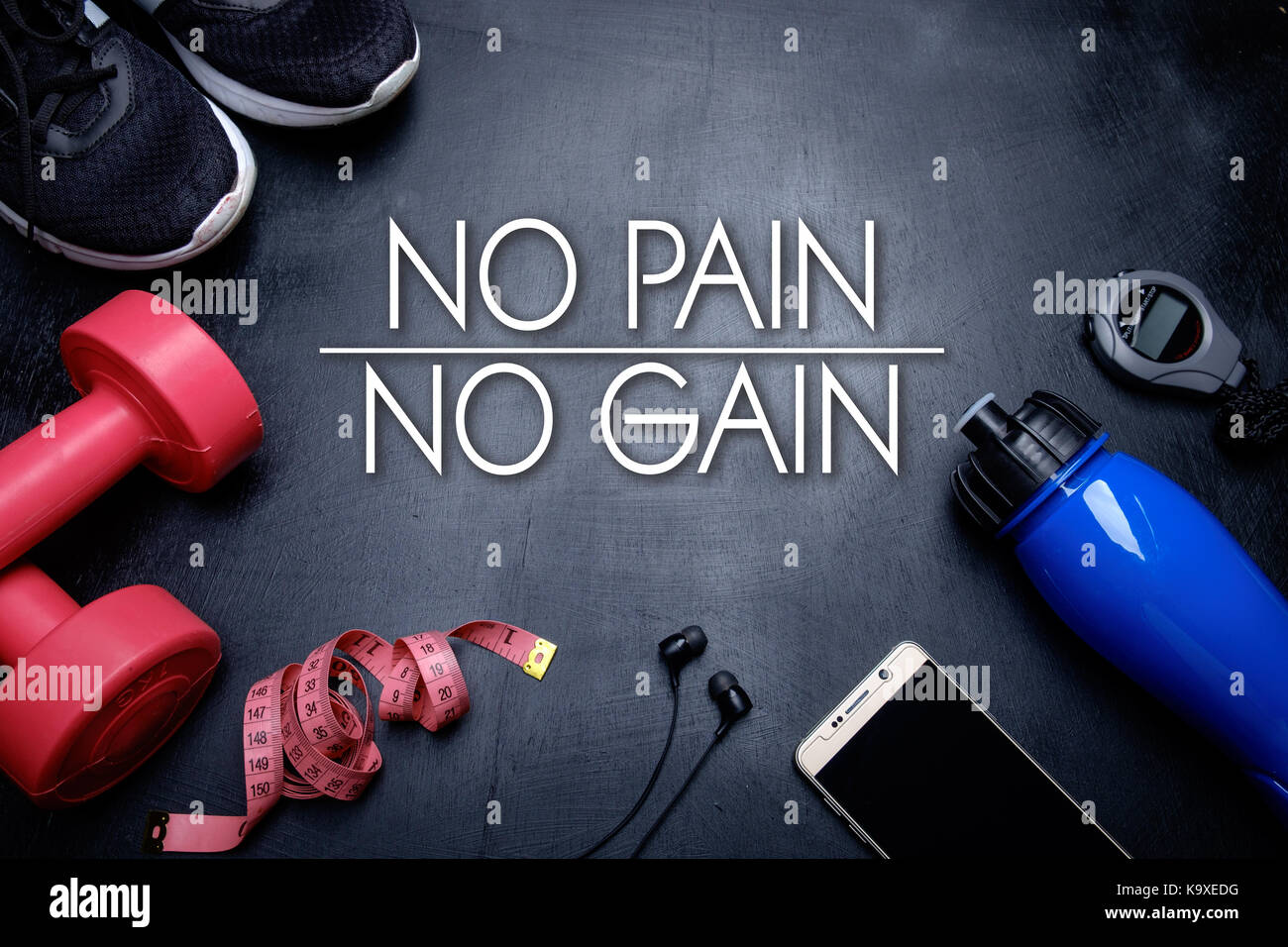 No pain, no gain. Health Fitness motivational quotes. Stock Photo