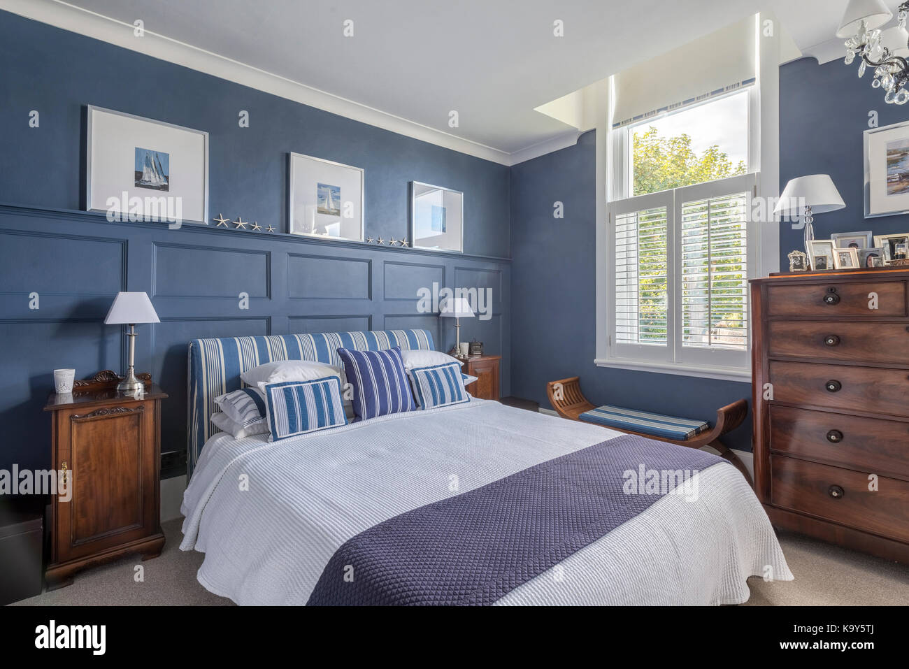 In a Seaside Themed Wing of a Victorian Villa, Coastal, Seaside style, sophisticated, nautical Stock Photo