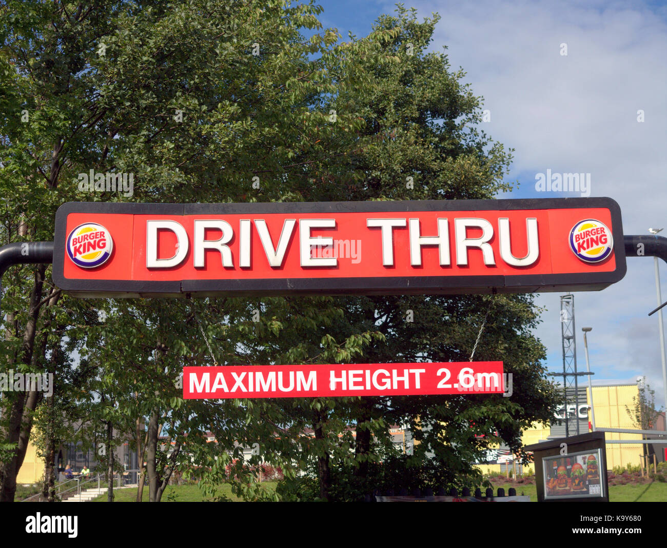 burger king sign drive thru maximum height 2.5m Stock Photo