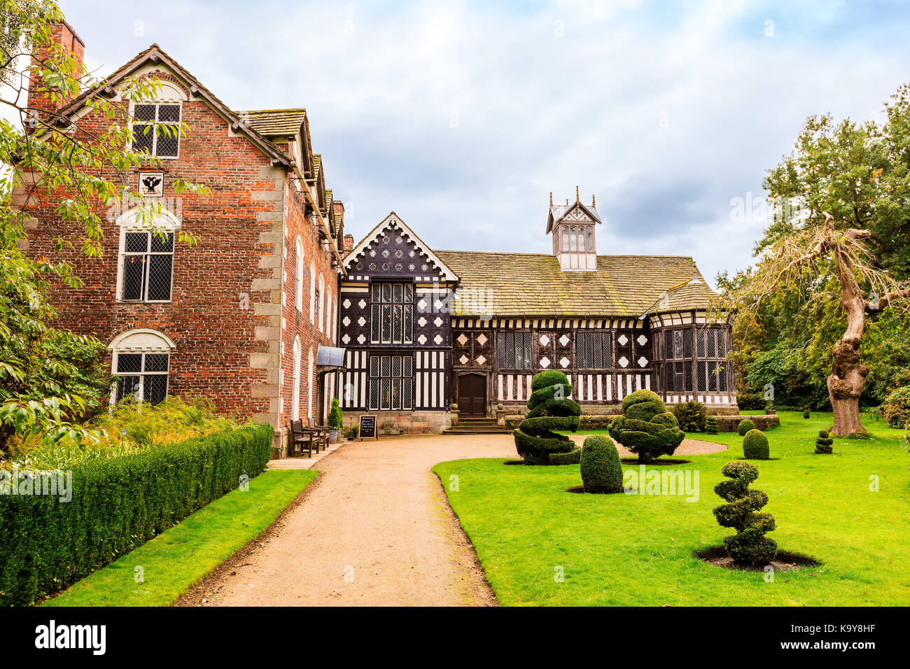 Historic Elizabethan mansion of Rufford Old Hall and garden. Stock Photo
