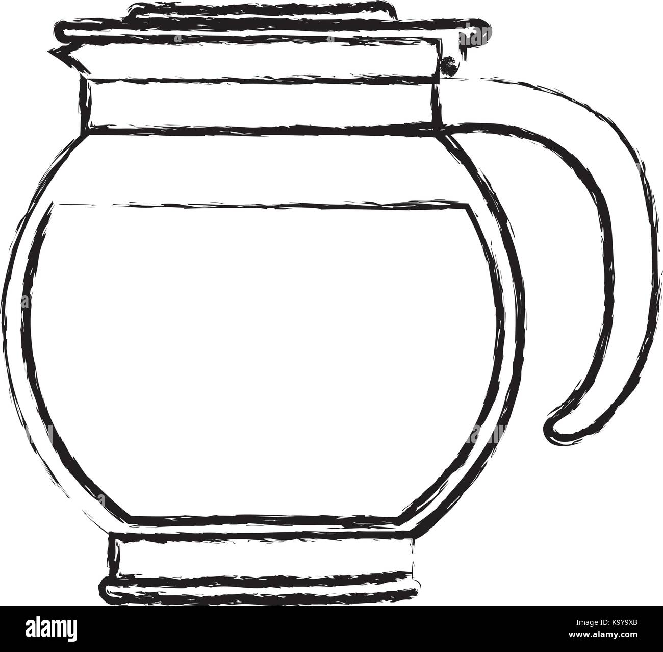 rounded glass jar recipient of coffee with handle monochrome blurred