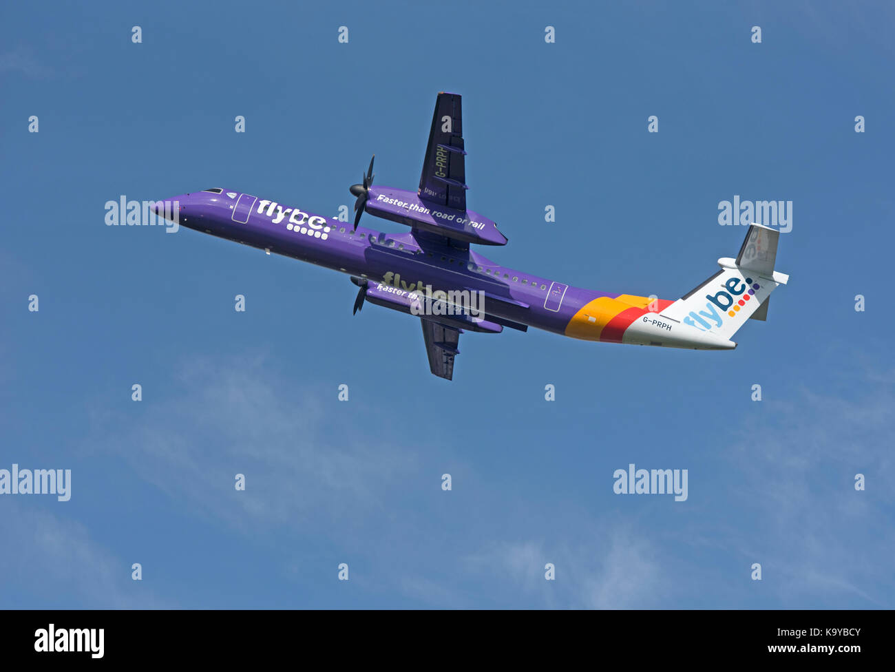 Bombardier Dash 8 Q400 on daily schedule to Inverness Scotland. Stock Photo