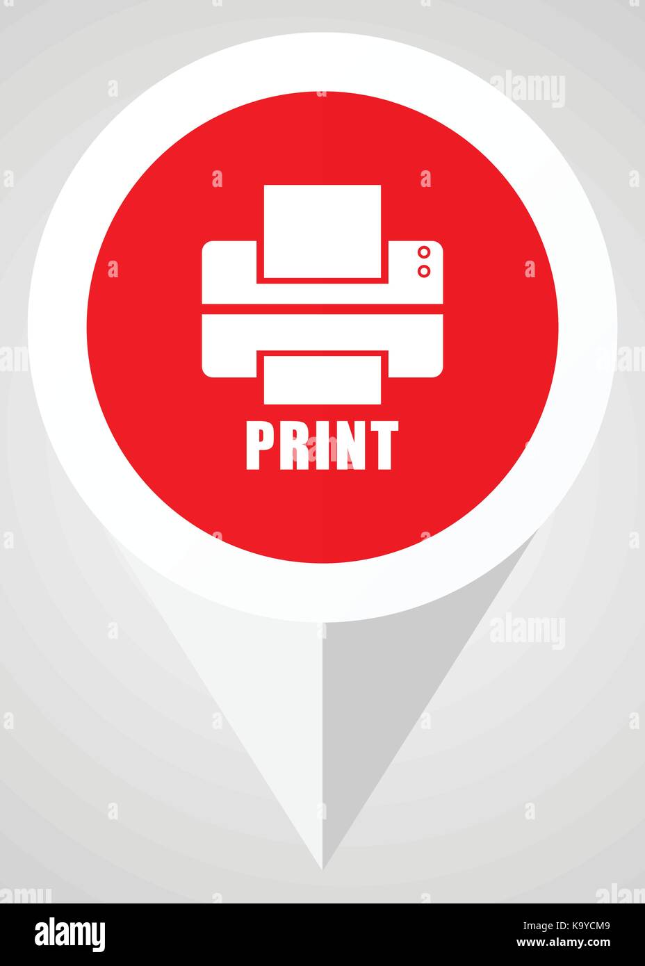 Printer vector icon. White and red web pointer in eps 10 for webdesign ...