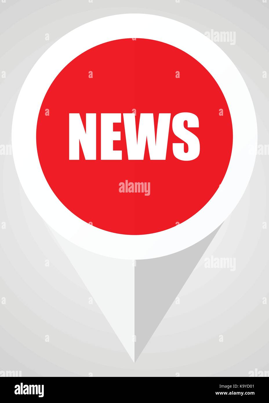 News vector icon. White and red web pointer in eps 10 for webdesign and ...