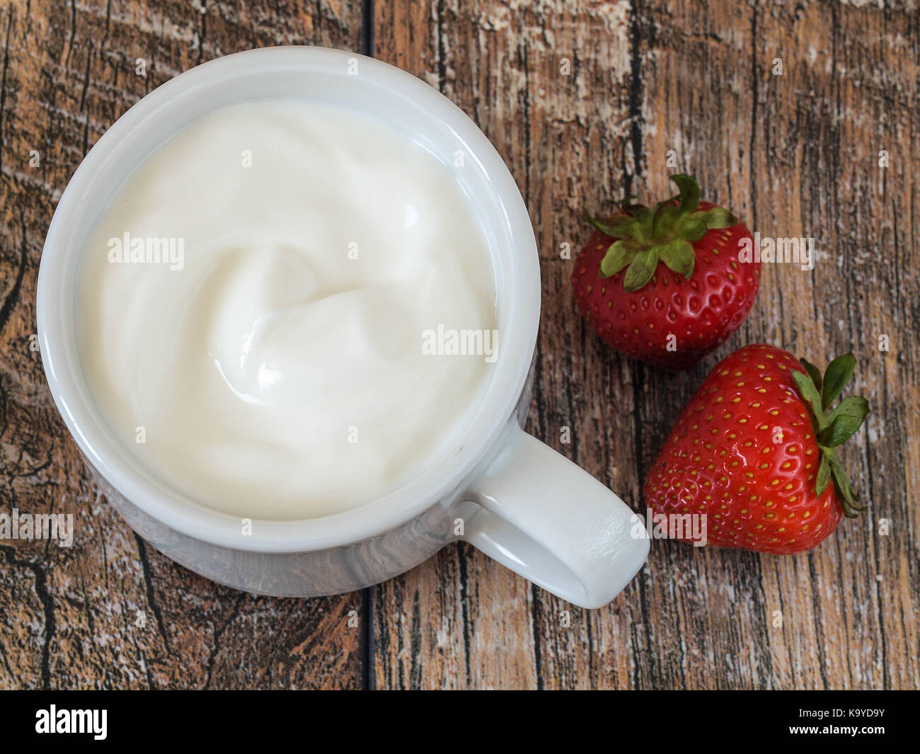 Strawberries yoghurt Stock Photo