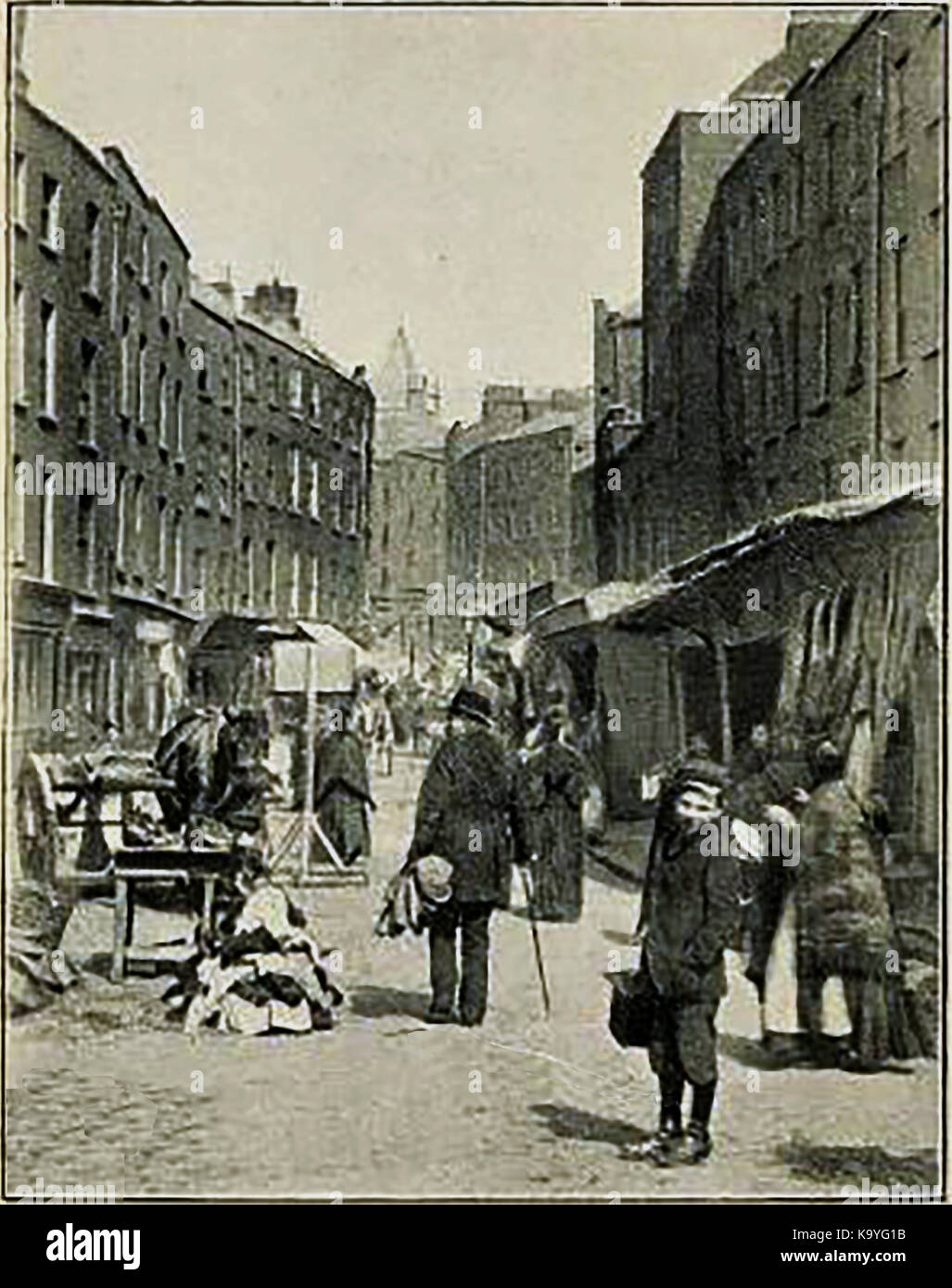 An old photograph of St Paul's Street, Dublin, Ireland before the