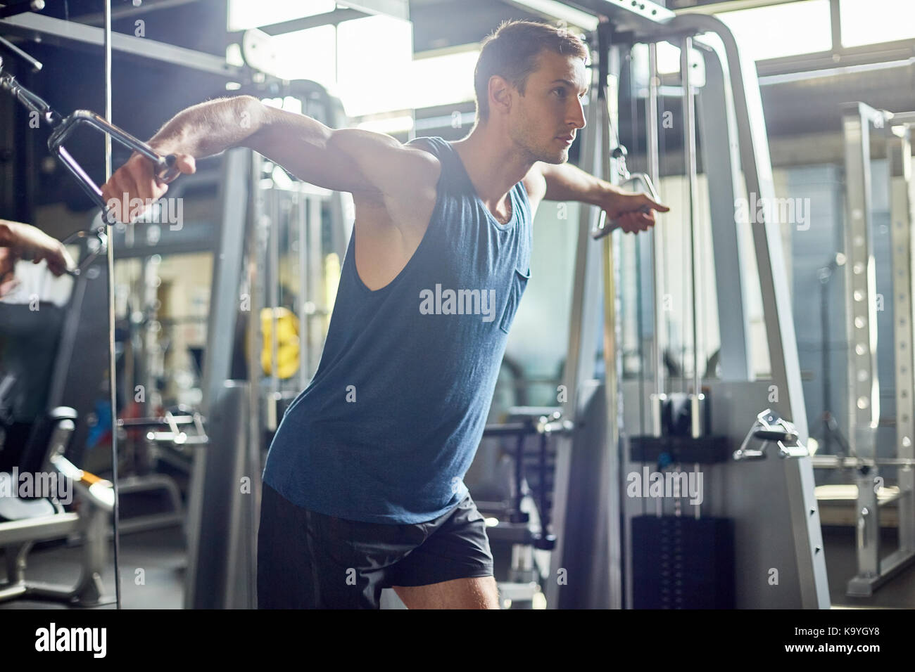 Cable crossover workout hi-res stock photography and images - Alamy