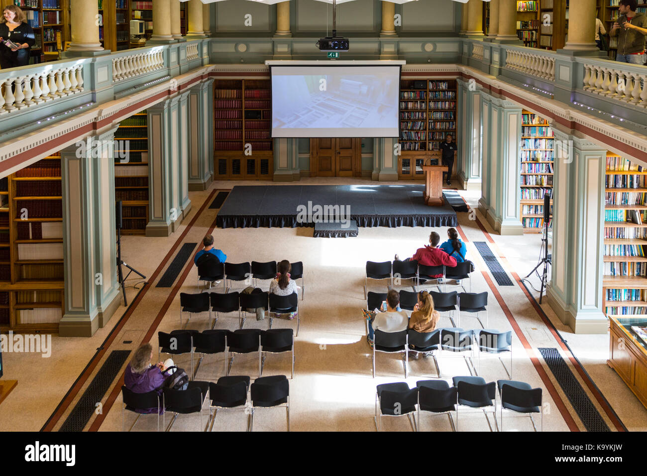 Royal Society of Chemistry interior, Library room and gallery, Burlington House, London, England, UK Stock Photo