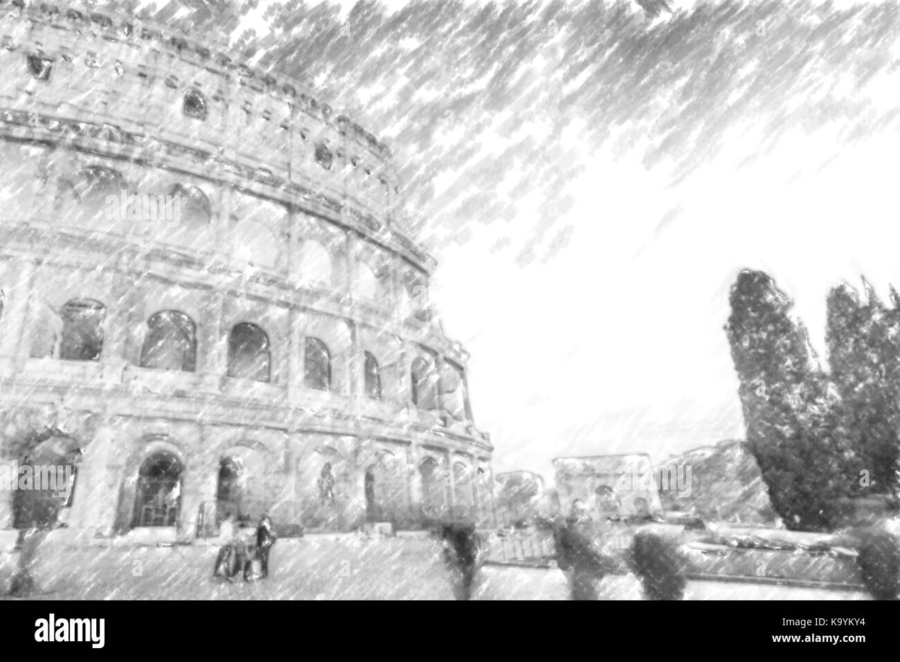 Colosseum coliseum flavian amphitheater rome Black and White Stock ...