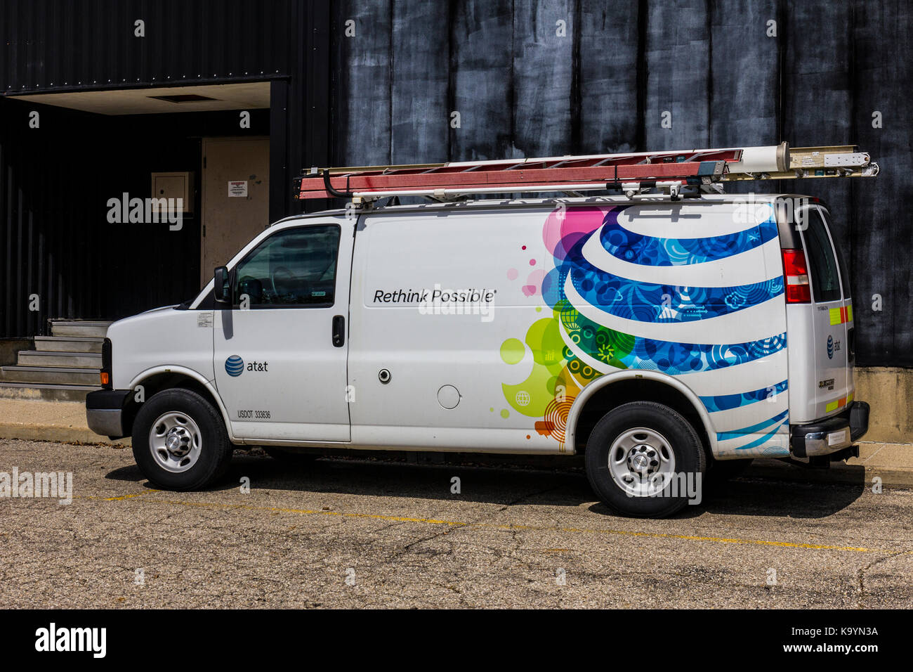 Indianapolis - Circa September 2017: AT&T Service vehicle. AT&T now ...