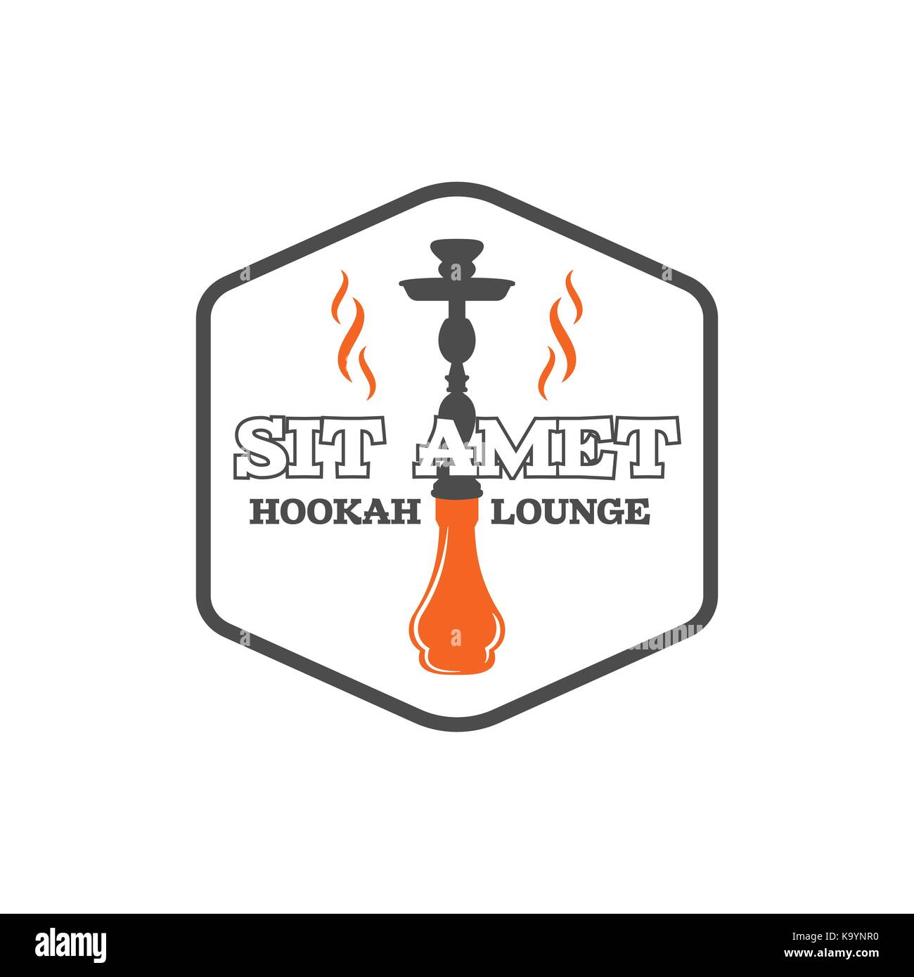 Hookah badge. Vintage shisha logo. Lounge cafe emblem. Arabian bar or