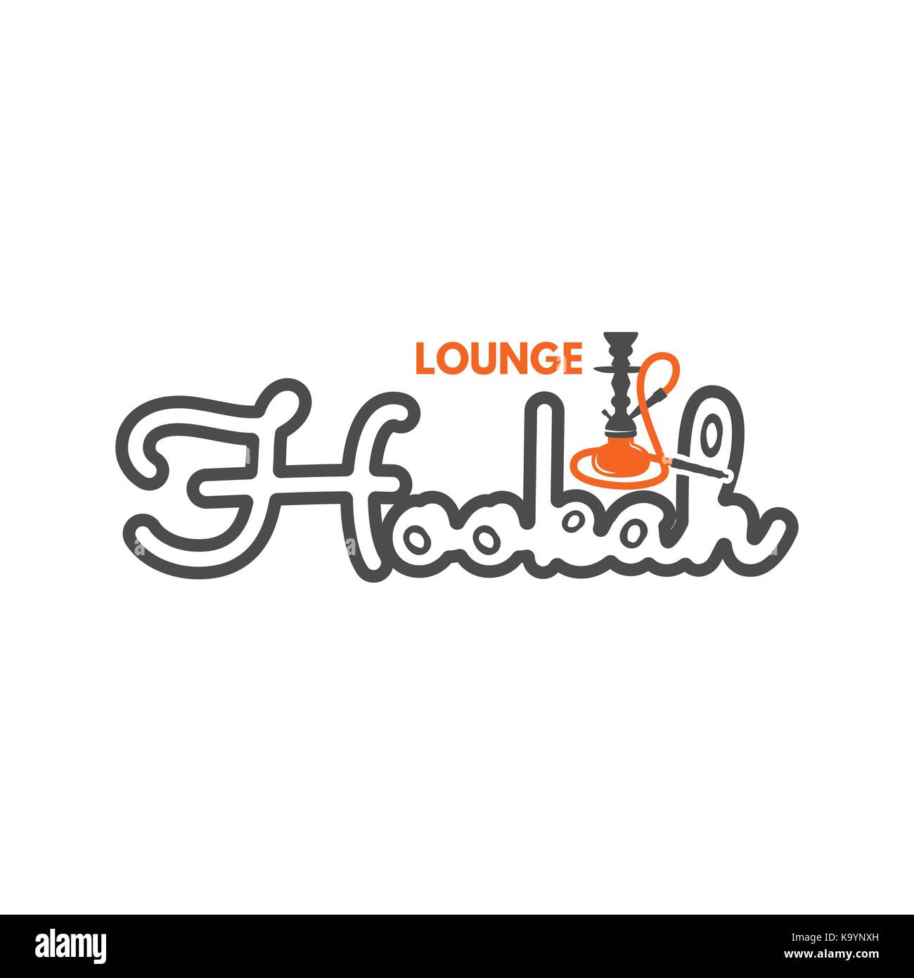 Hookah lounge logo, badge. Vintage shisha logo.Cafe emblem. Arabian bar