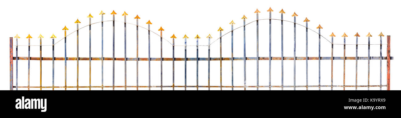 Rusty metal fence on white background (clipping path included Stock ...