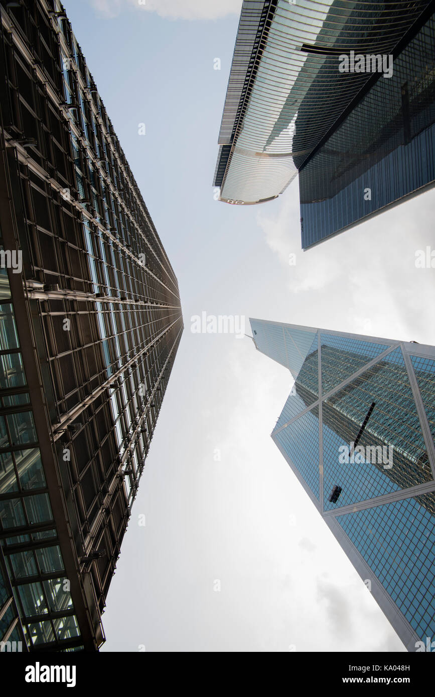 Low Angle View of Modern Skyscrapers Stock Photo