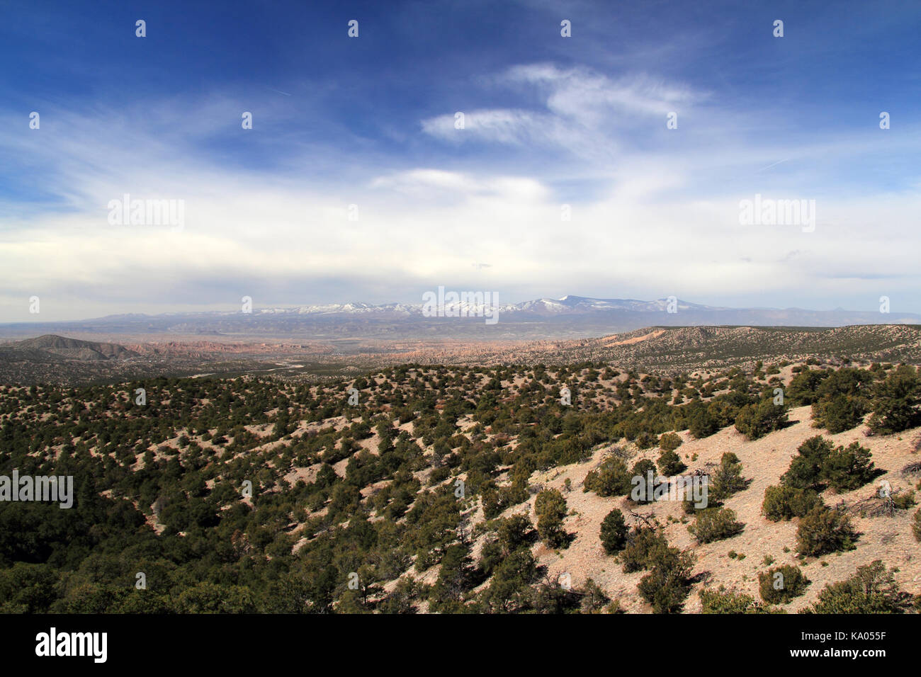 Scenic landscape along the High Road to Taos in Northern New Mexico Stock Photo