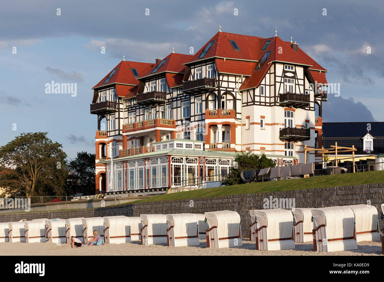 Historical beach hotel Schloss am Meer, Resort architecture, Baltic resort Kühlungsborn, Mecklenburg-Western Pomerania, Germany Stock Photo