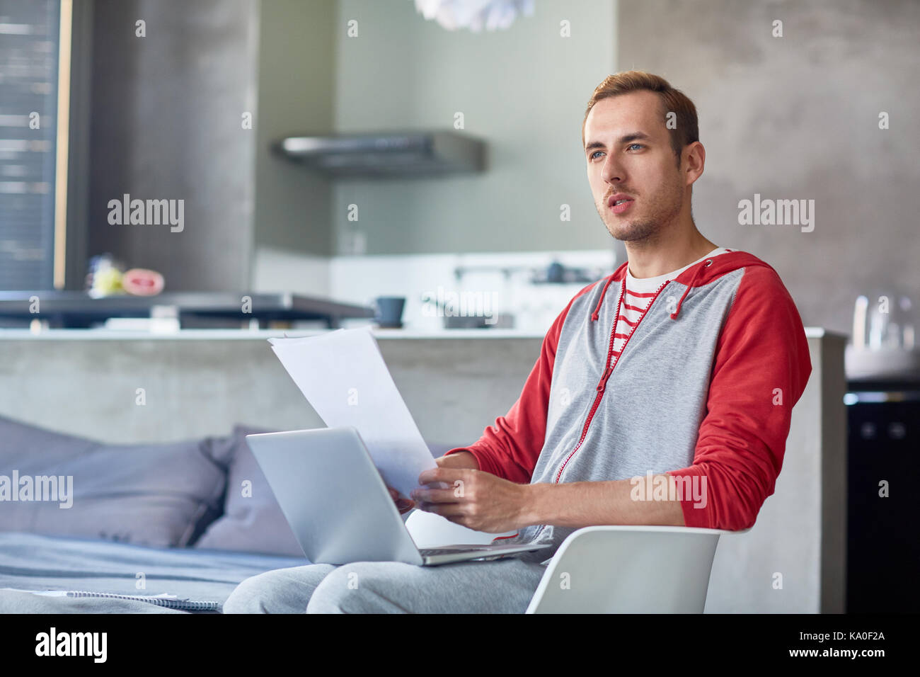 Thinking over Promising Project Stock Photo