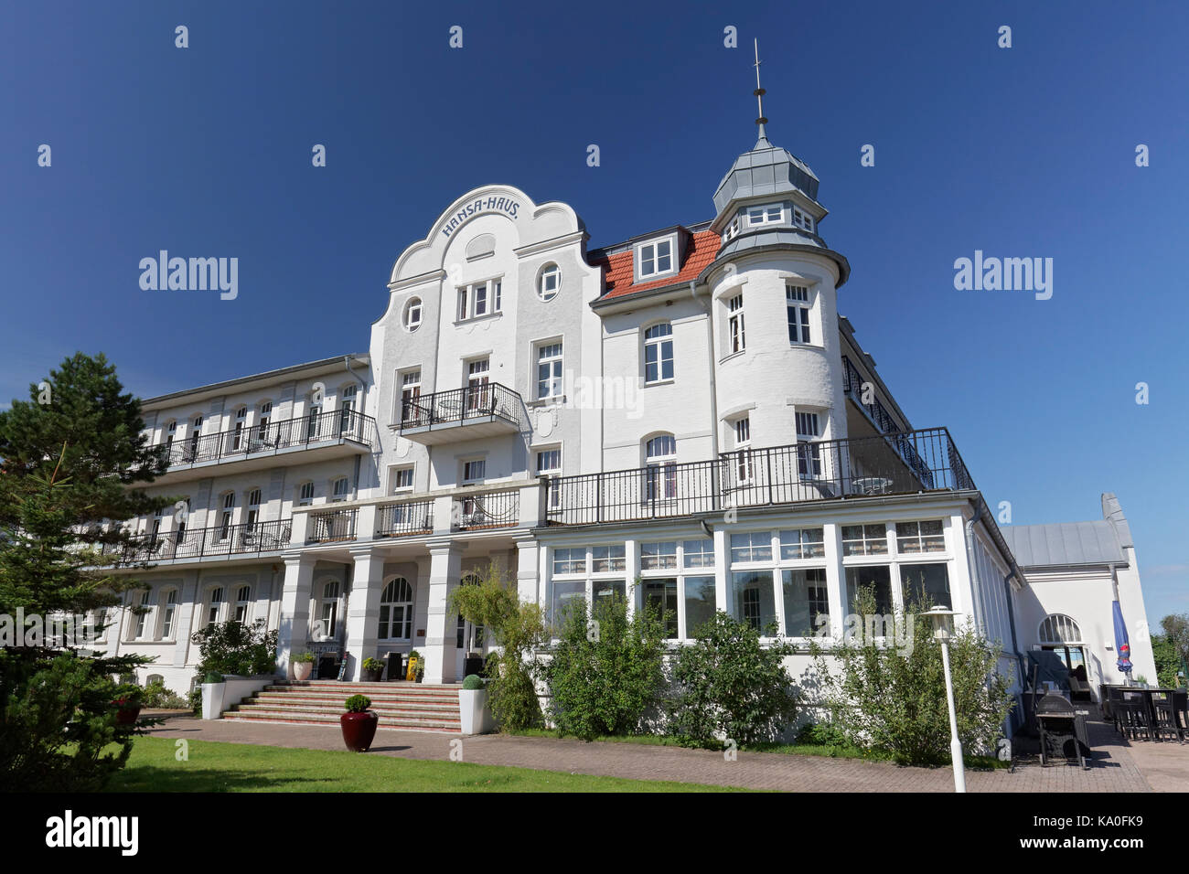 Historical beach hotel Hansa-Haus, Baltic resort Kühlungsborn, Mecklenburg-Western Pomerania, Germany Stock Photo