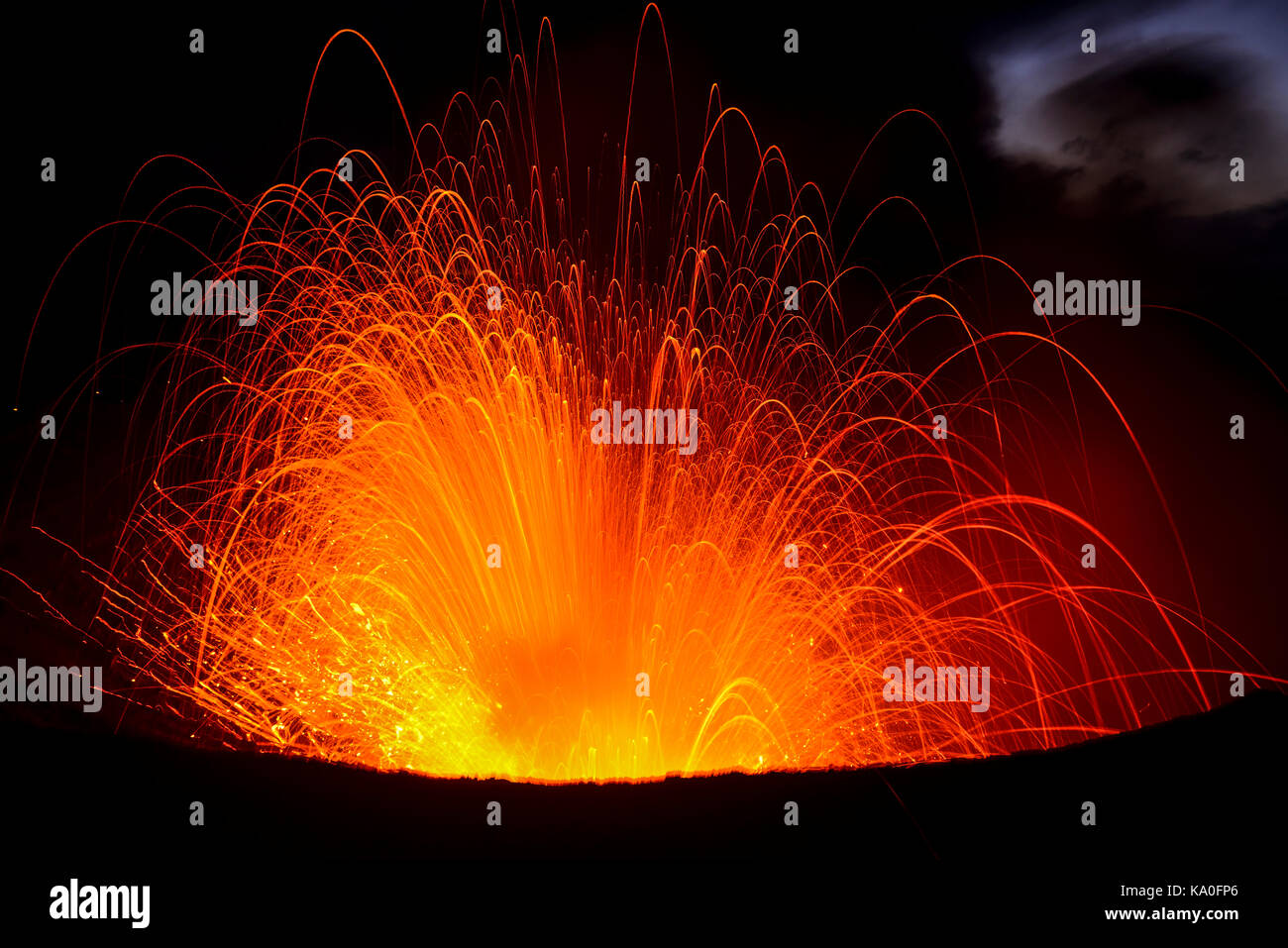 Eruption, volcanic eruption, volcano Yasur, Tanna Island, Vanuatu, South Sea, Oceania Stock Photo