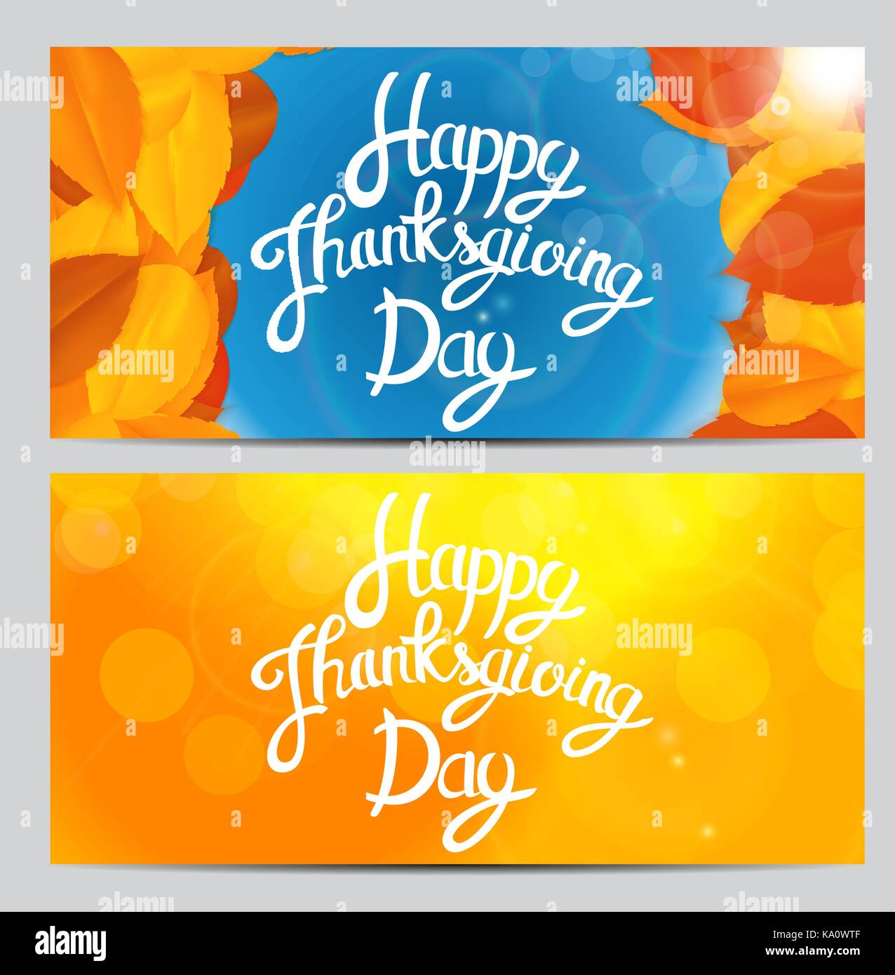 Happy Thanksgiving Day Background with Shiny Autumn Natural Leaves ...