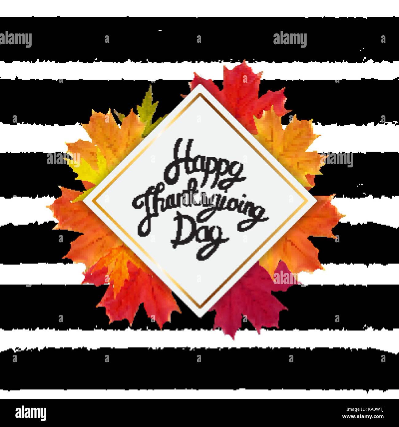 Happy Thanksgiving Day Background with Shiny Autumn Natural Leaves ...