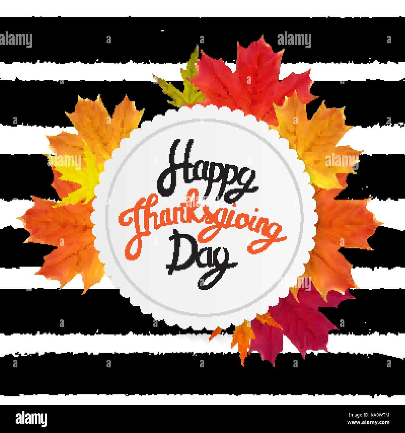Happy Thanksgiving Day Background with Shiny Autumn Natural Leaves ...