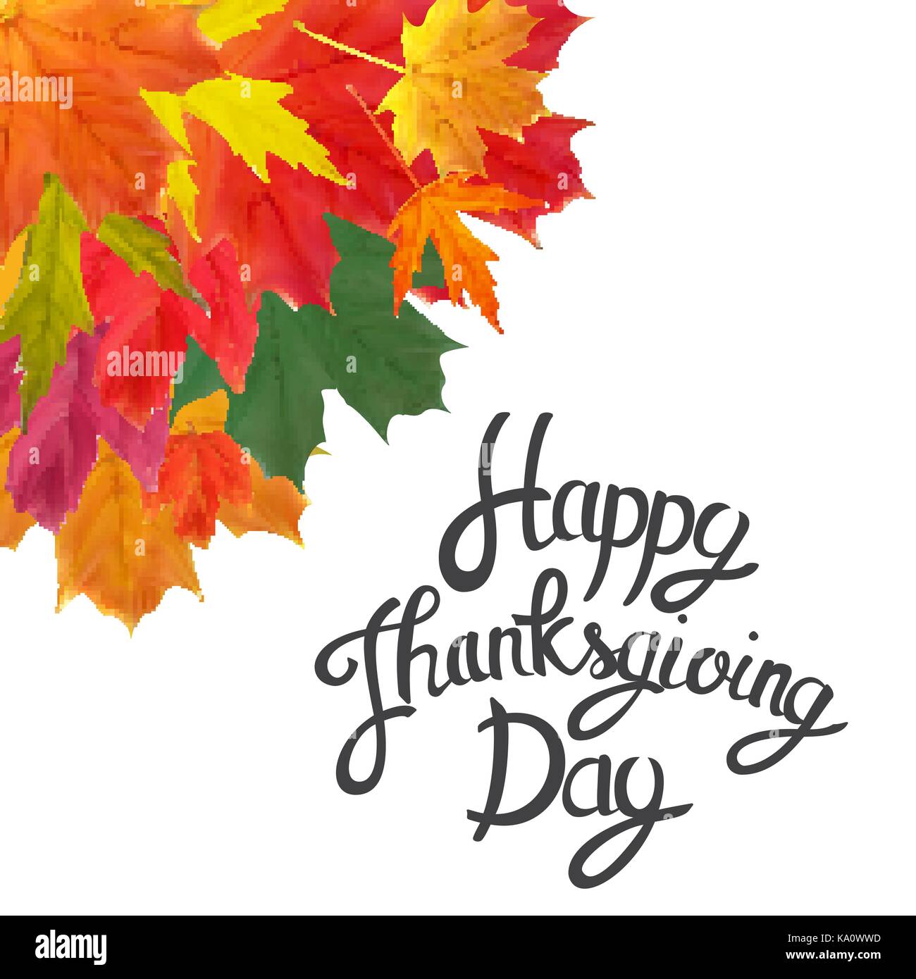 Happy Thanksgiving Day Background with Shiny Autumn Natural Leaves ...