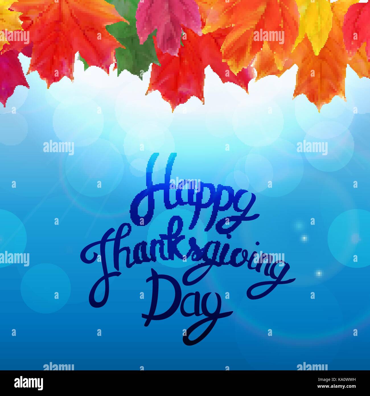 Happy Thanksgiving Day Background with Shiny Autumn Natural Leaves ...