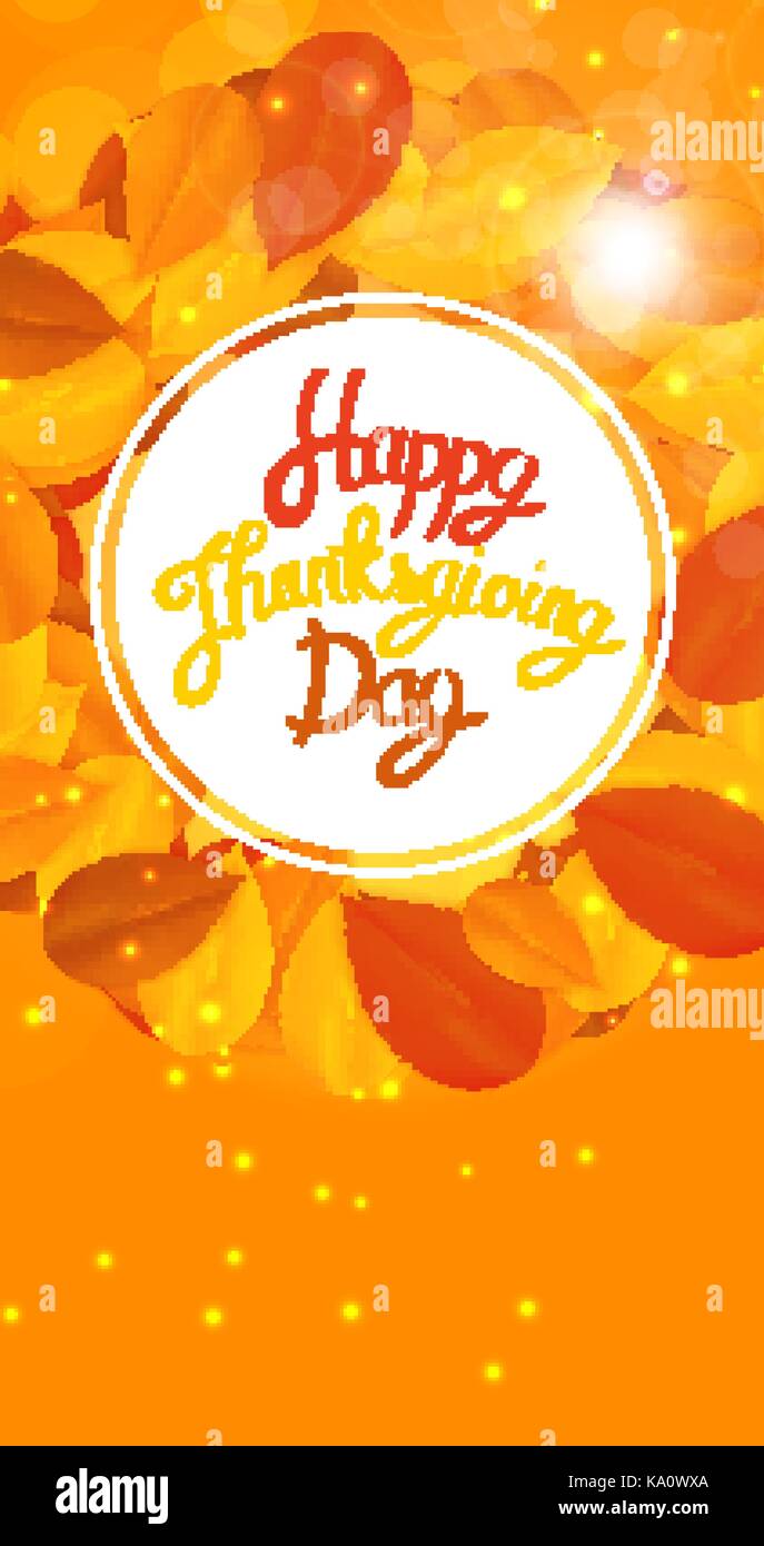 Happy Thanksgiving Day Background with Shiny Autumn Natural Leaves ...