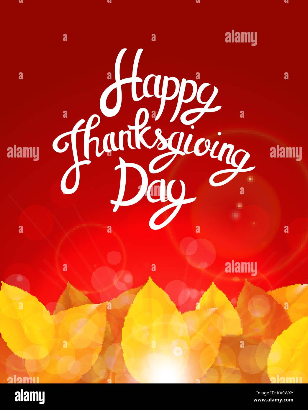 Happy Thanksgiving Day Background with Shiny Autumn Natural Leaves ...