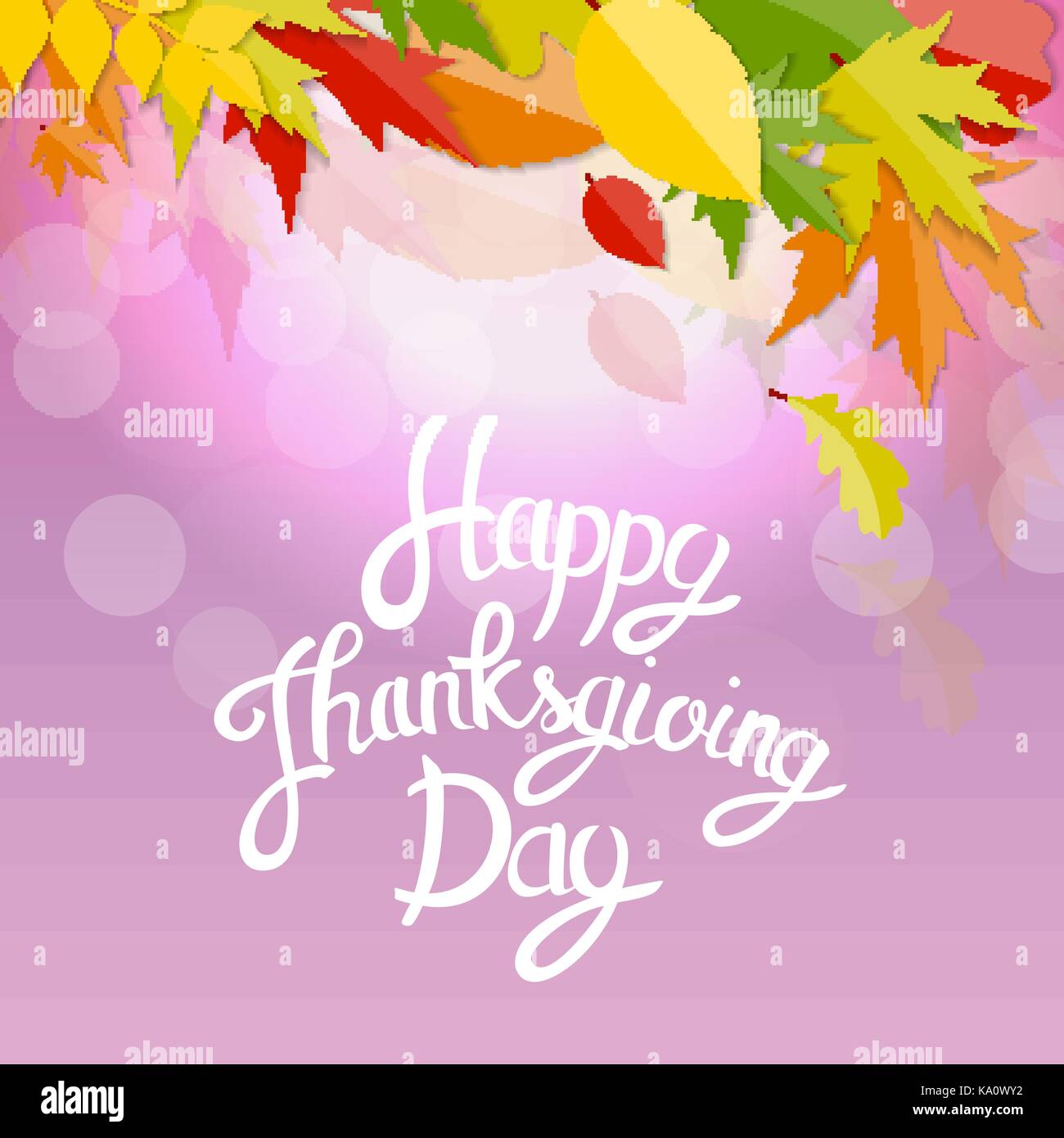 Happy Thanksgiving Day Background with Shiny Autumn Natural Leaves ...