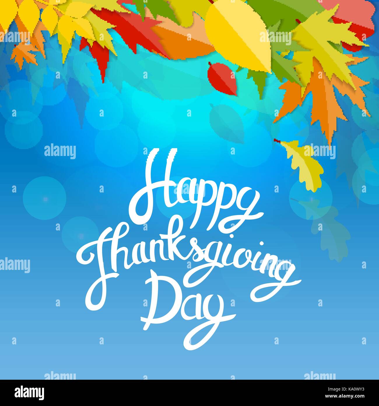 Happy Thanksgiving Day Background with Shiny Autumn Natural Leaves ...