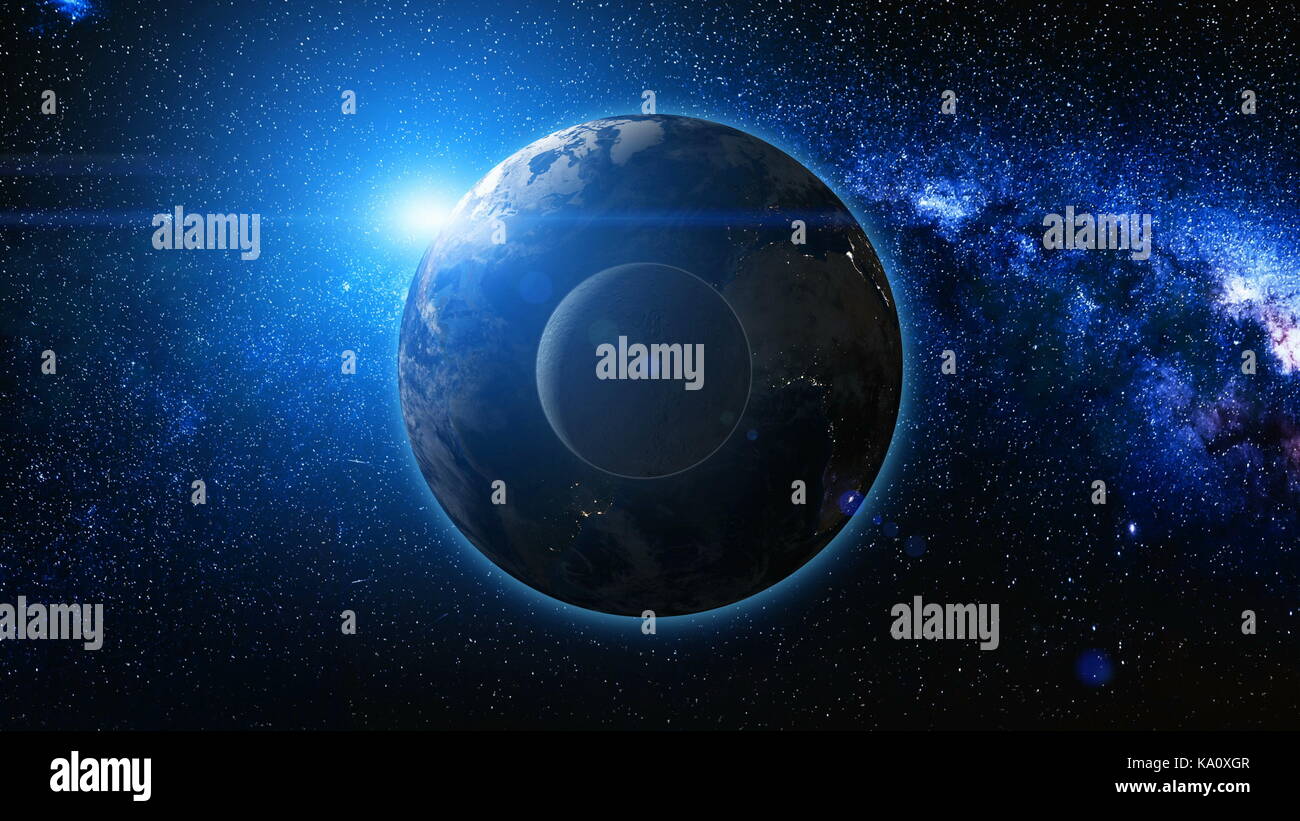 Sunrise view from space on Planet Earth and Moon Stock Photo - Alamy