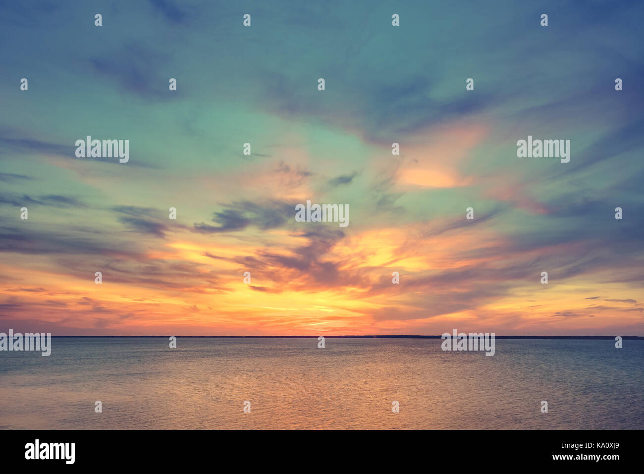 Aerial panoramic view of sunset over ocean Stock Photo - Alamy