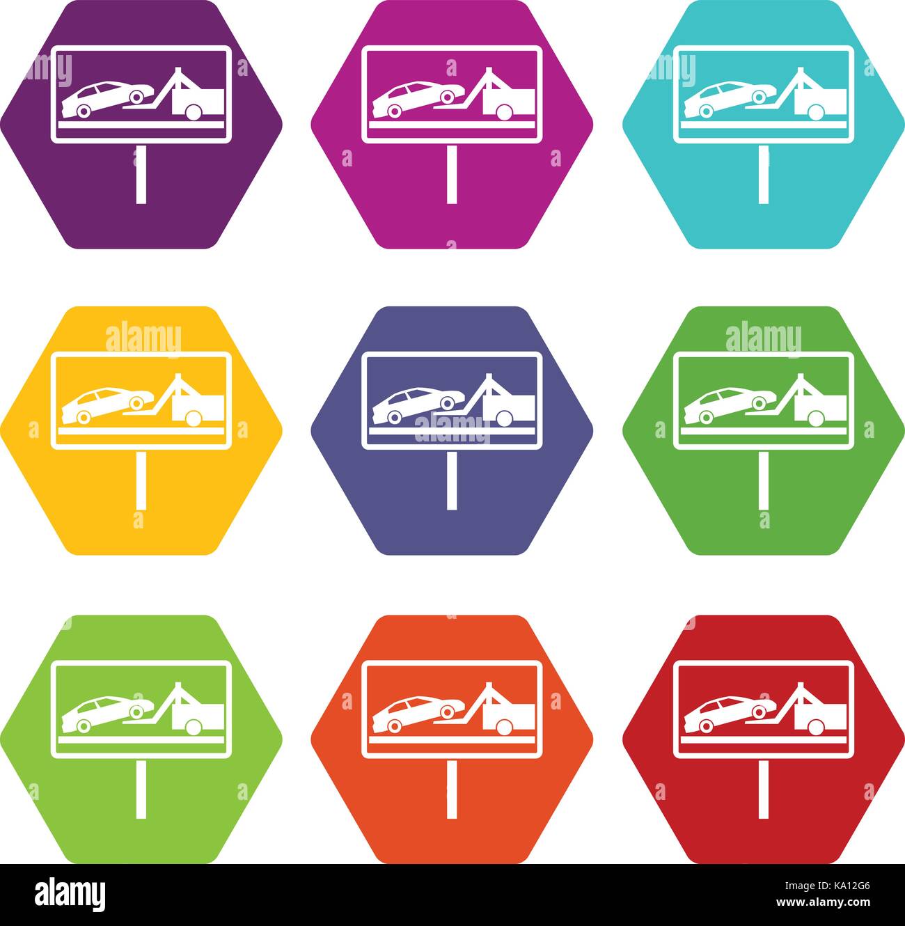 No parking sign icon set color hexahedron Stock Vector Image & Art - Alamy