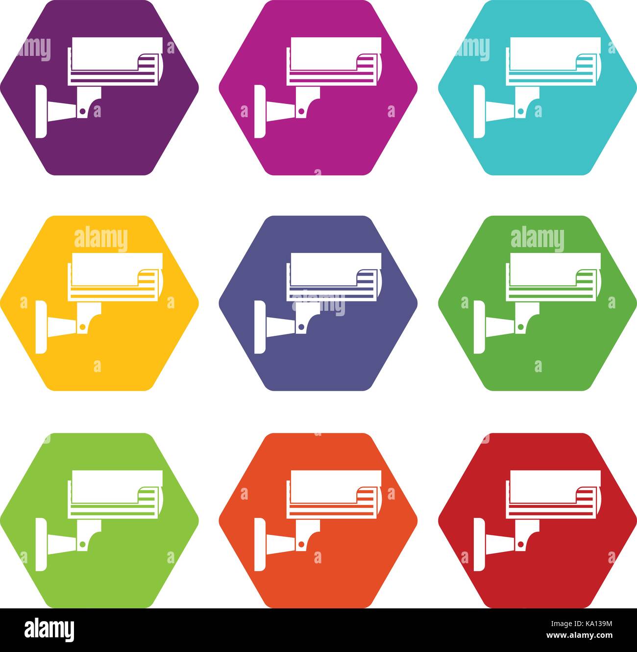 Surveillance camera icon set color hexahedron Stock Vector Image & Art ...