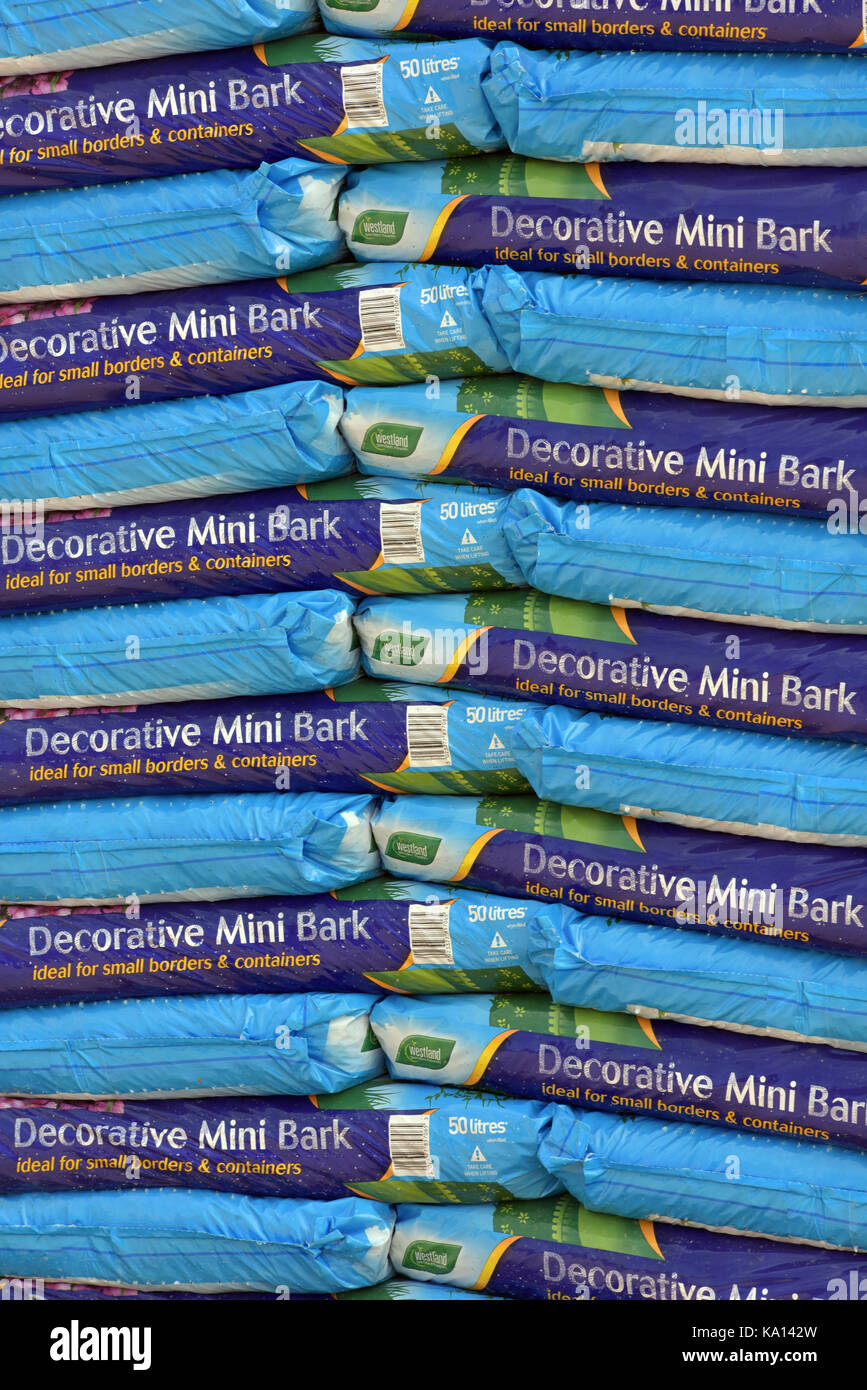 sacks or polythene bags of decorative mini bark for gardening on sale