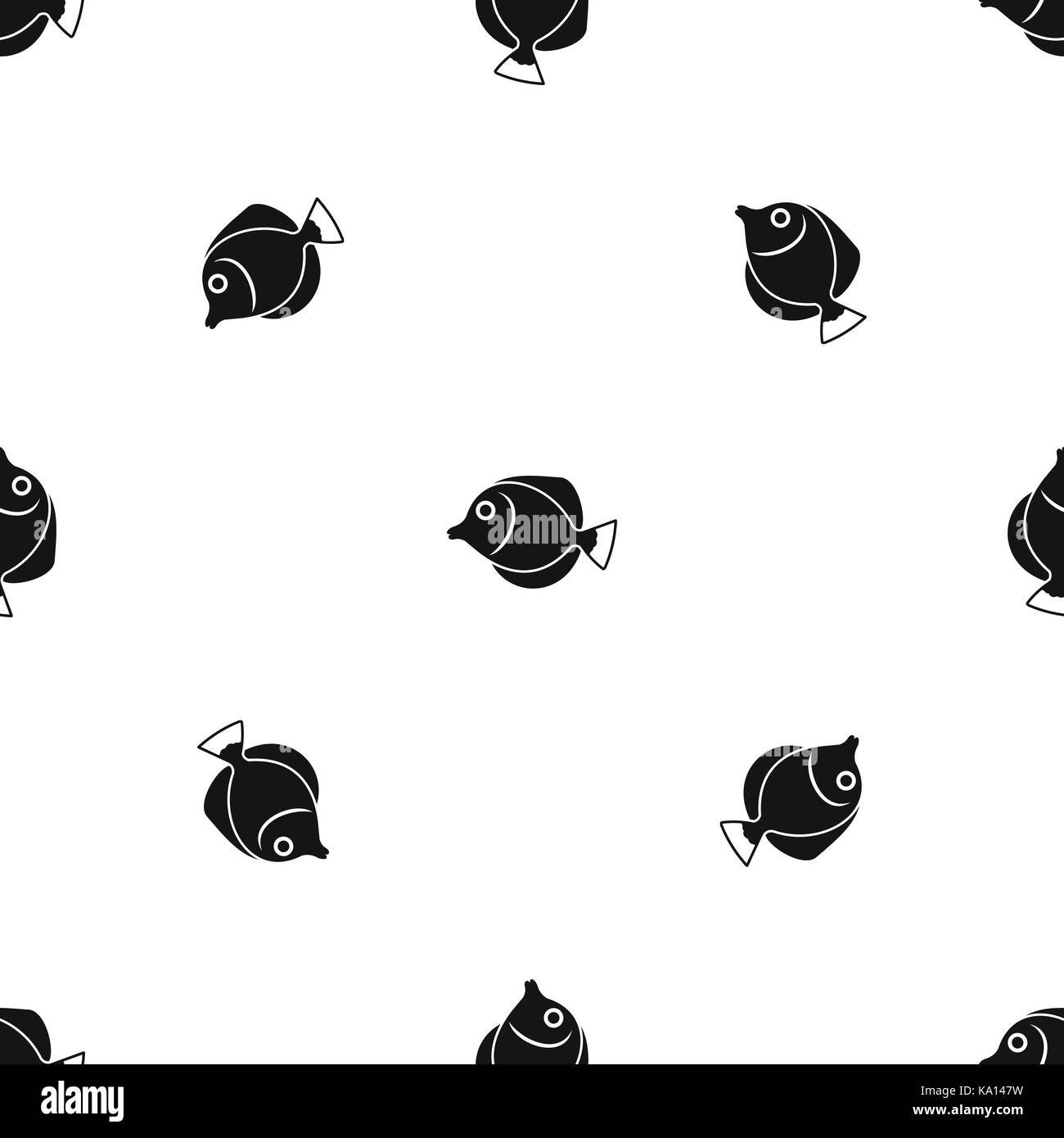 Tang fish, Zebrasoma flavescens pattern seamless black Stock Vector