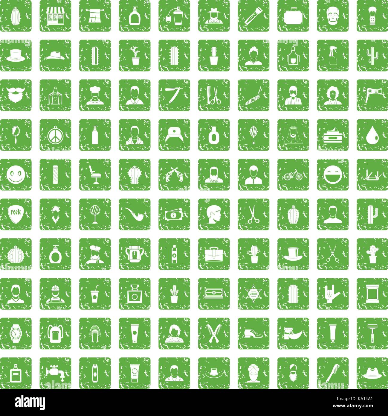 100 barber icons set grunge green Stock Vector Image & Art - Alamy