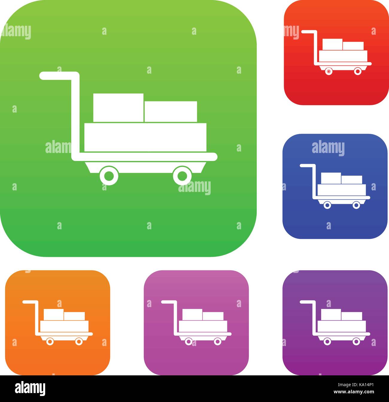 Cart with luggage set color collection Stock Vector Image & Art - Alamy