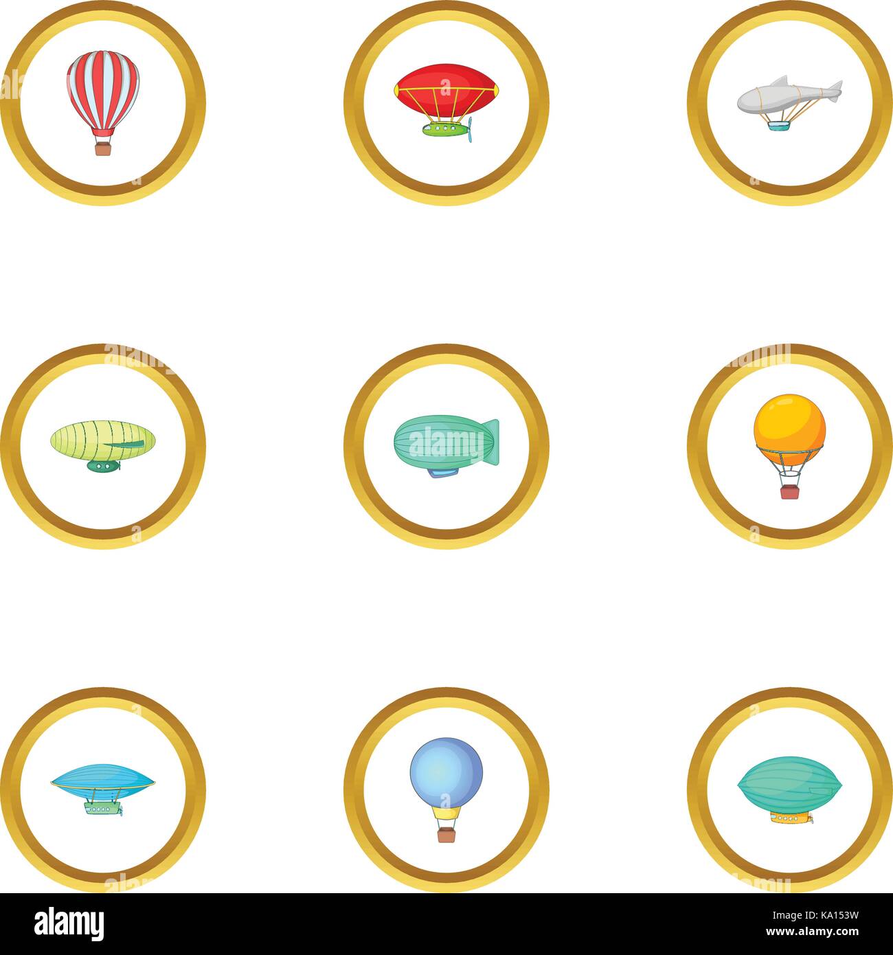 Hot air balloon icons set, cartoon style Stock Vector Image & Art - Alamy