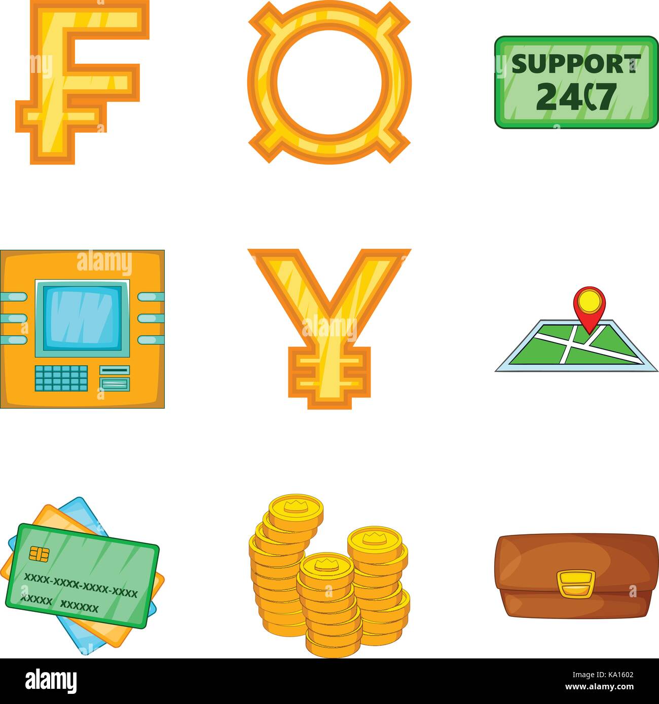 Issuance of money icons set, cartoon style Stock Vector Image & Art - Alamy
